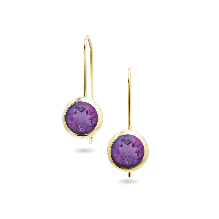 chroma 8mm round bezel dangle earrings
