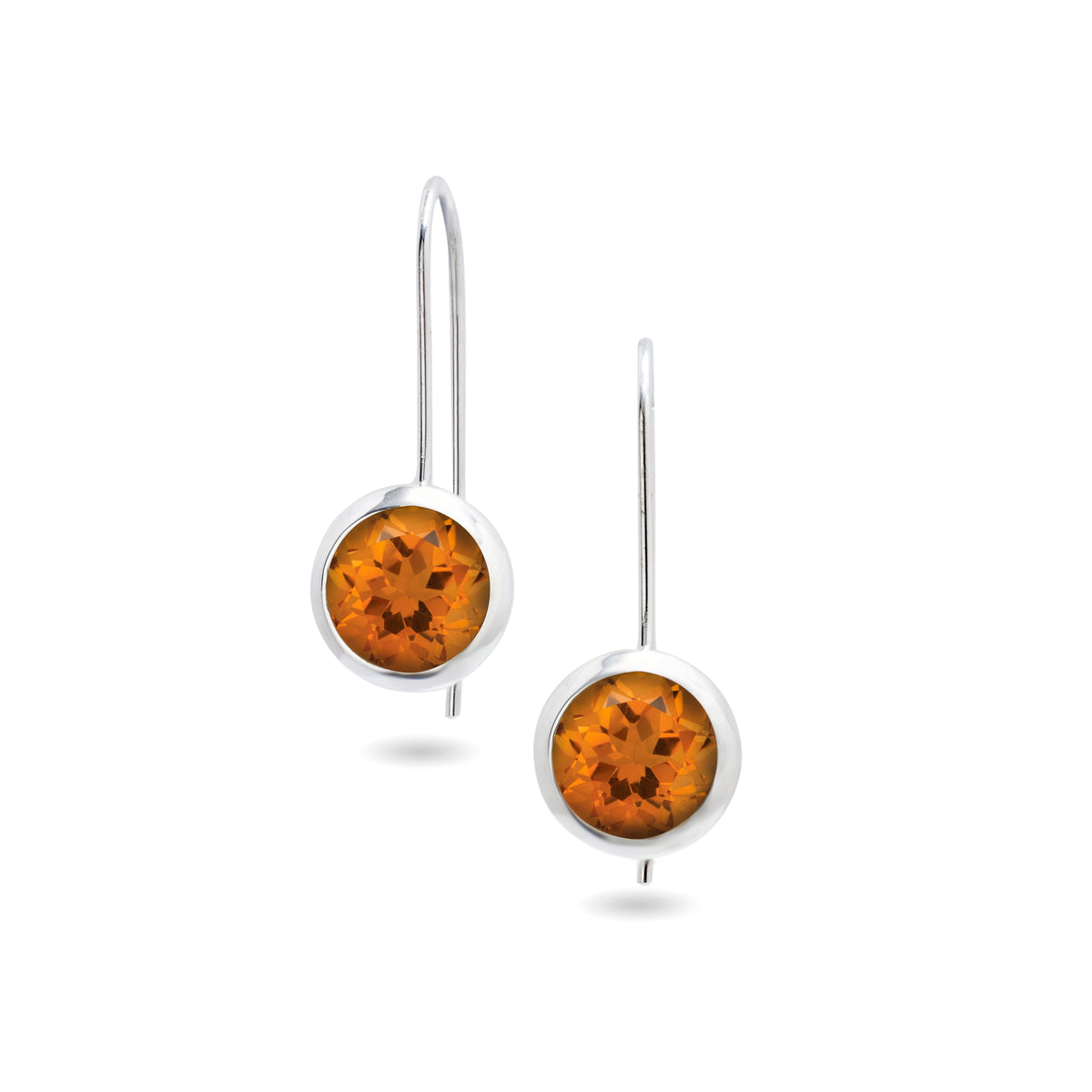 chroma 8mm round bezel dangle earrings