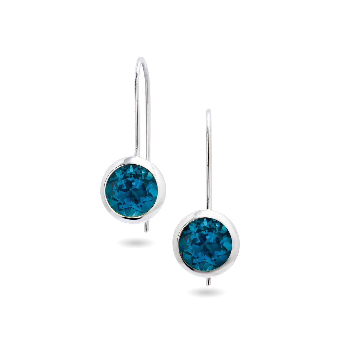chroma 8mm round bezel dangle earrings