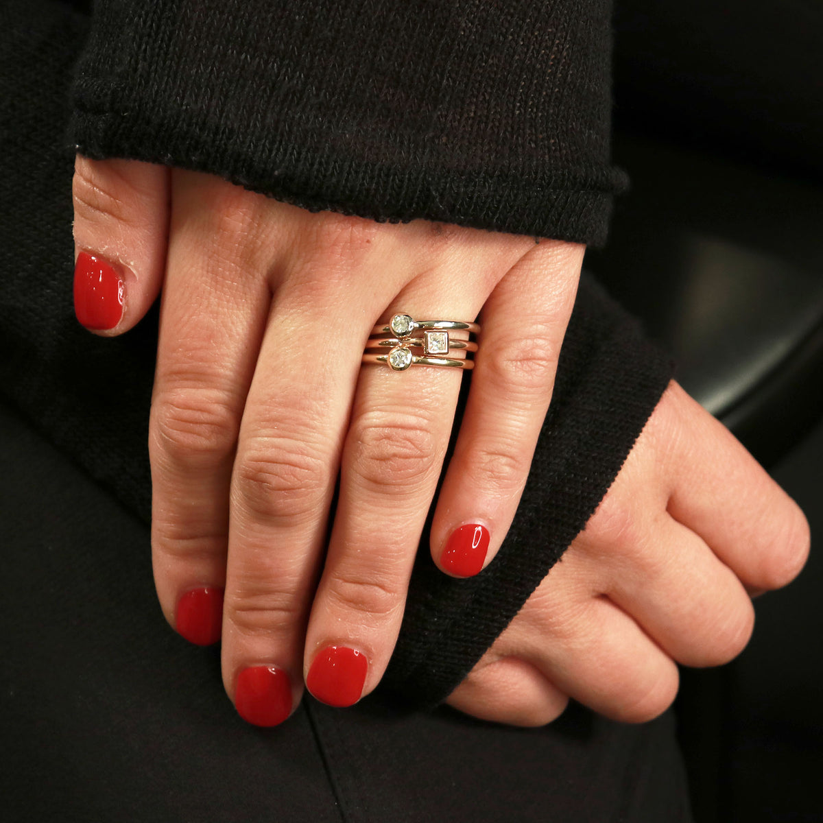 square diamond stackable ring