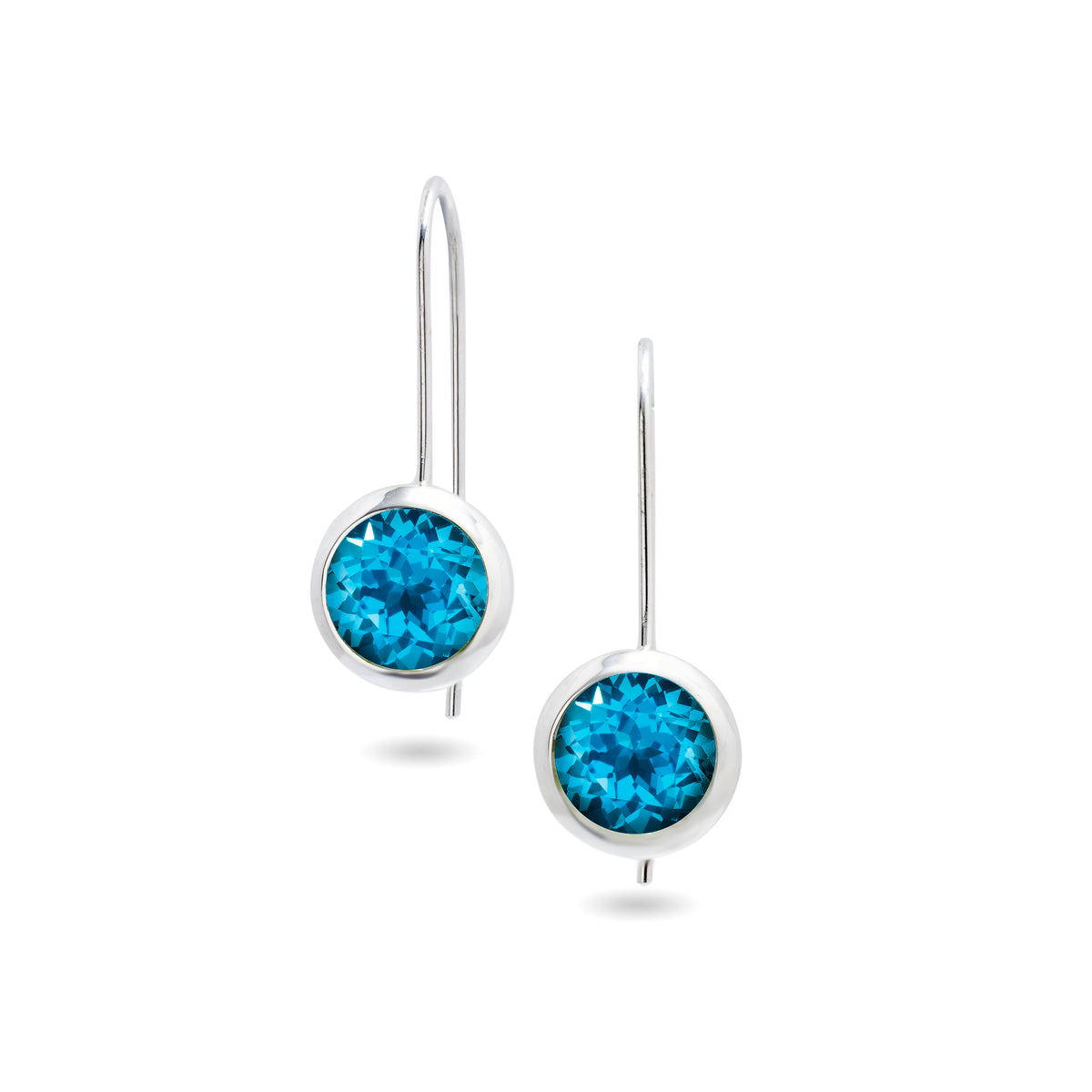 chroma 8mm round bezel dangle earrings