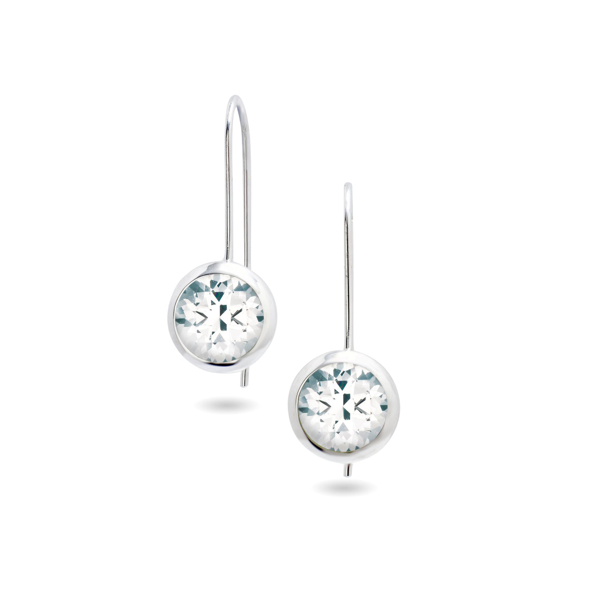 chroma 8mm round bezel dangle earrings